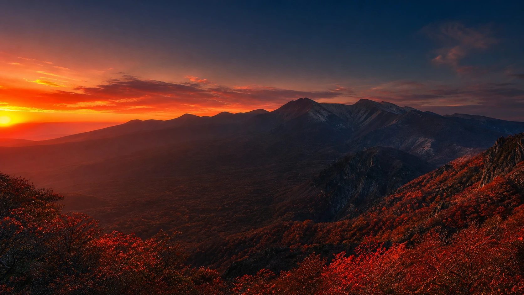 夕暮れの那須連山